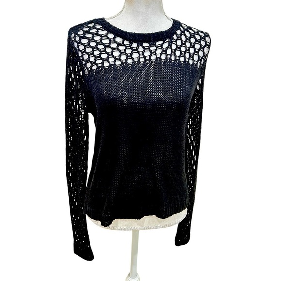 NWT eloquii black open weave long sleeve knit sweater size 14/16 - Picture 1 of 9